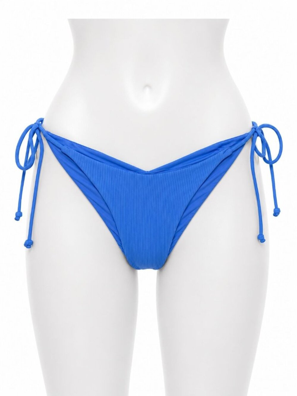 Becca By Rebecca Womens Virtue Ribbed Tie-Side Bikini Bottom In Blue XS/XP